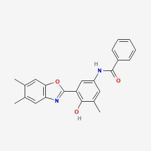 molecular formula C23H20N2O3 B603375 N-[3-(5,6-dimethyl-1,3-benzoxazol-2-yl)-4-hydroxy-5-methylphenyl]benzamide CAS No. 929969-36-8