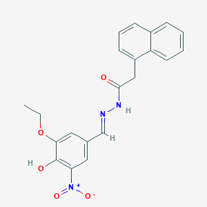 molecular formula C21H19N3O5 B6033761 N-[(E)-(3-ethoxy-4-hydroxy-5-nitrophenyl)methylideneamino]-2-naphthalen-1-ylacetamide 