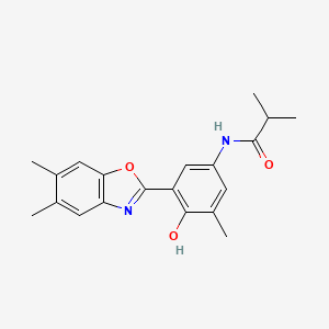 molecular formula C20H22N2O3 B603377 N-[3-(5,6-dimethyl-1,3-benzoxazol-2-yl)-4-hydroxy-5-methylphenyl]-2-methylpropanamide CAS No. 1003425-28-2