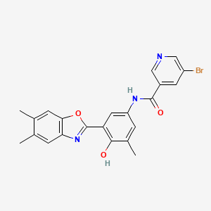 5-bromo-N-[3-(5,6-dimethyl-1,3-benzoxazol-2-yl)-4-hydroxy-5-methylphenyl]nicotinamide
