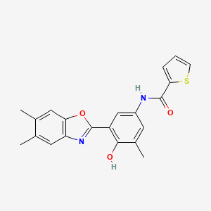 N-[3-(5,6-dimethyl-1,3-benzoxazol-2-yl)-4-hydroxy-5-methylphenyl]-2-thiophenecarboxamide