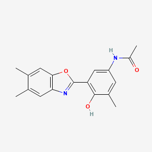 molecular formula C18H18N2O3 B603382 N-[3-(5,6-dimethyl-1,3-benzoxazol-2-yl)-4-hydroxy-5-methylphenyl]acetamide CAS No. 951931-28-5