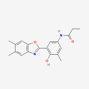 molecular formula C19H20N2O3 B603383 N-[3-(5,6-dimethyl-1,3-benzoxazol-2-yl)-4-hydroxy-5-methylphenyl]propanamide CAS No. 1003665-85-7