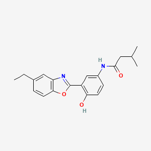 molecular formula C20H22N2O3 B603384 N-[3-(5-ethyl-1,3-benzoxazol-2-yl)-4-hydroxyphenyl]-3-methylbutanamide CAS No. 929816-70-6