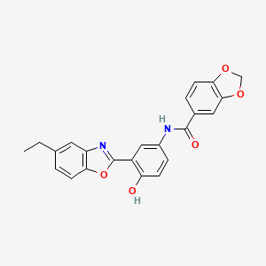 N-[3-(5-ethyl-1,3-benzoxazol-2-yl)-4-hydroxyphenyl]-1,3-benzodioxole-5-carboxamide