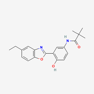molecular formula C20H22N2O3 B603387 N-[3-(5-ethyl-1,3-benzoxazol-2-yl)-4-hydroxyphenyl]-2,2-dimethylpropanamide CAS No. 951994-17-5