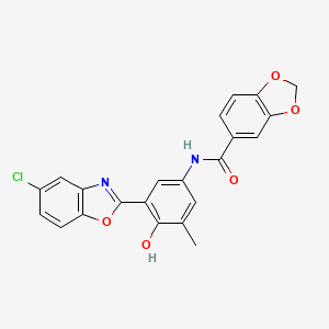 N-[3-(5-chloro-1,3-benzoxazol-2-yl)-4-hydroxy-5-methylphenyl]-1,3-benzodioxole-5-carboxamide