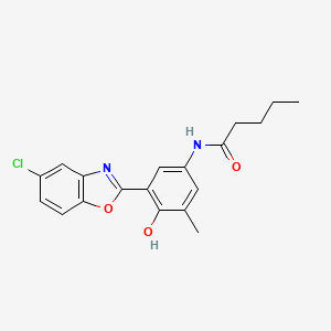 molecular formula C19H19ClN2O3 B603393 N-[3-(5-chloro-1,3-benzoxazol-2-yl)-4-hydroxy-5-methylphenyl]pentanamide CAS No. 951998-07-5