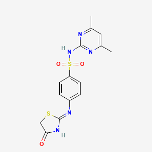molecular formula C15H15N5O3S2 B6033984 N~1~-(4,6-DIMETHYL-2-PYRIMIDINYL)-4-[(4-OXO-1,3-THIAZOLAN-2-YLIDEN)AMINO]-1-BENZENESULFONAMIDE 