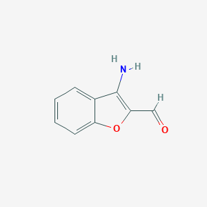 molecular formula C9H7NO2 B060340 3-Aminobenzofuran-2-carbaldehyde CAS No. 163079-28-5