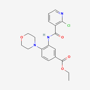 molecular formula C19H20ClN3O4 B603402 Ethyl 3-{[(2-chloro-3-pyridinyl)carbonyl]amino}-4-(4-morpholinyl)benzoate CAS No. 1003401-55-5