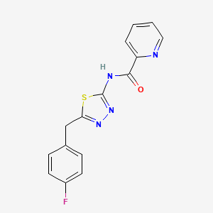 molecular formula C15H11FN4OS B6034161 N-[(2E)-5-(4-fluorobenzyl)-1,3,4-thiadiazol-2(3H)-ylidene]pyridine-2-carboxamide 