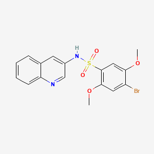 molecular formula C17H15BrN2O4S B603431 4-bromo-2,5-dimethoxy-N-(3-quinolinyl)benzenesulfonamide CAS No. 1374681-93-2