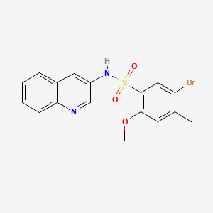 molecular formula C17H15BrN2O3S B603432 5-bromo-2-methoxy-4-methyl-N-(3-quinolinyl)benzenesulfonamide CAS No. 1374681-68-1
