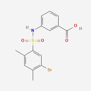 molecular formula C15H14BrNO4S B603441 3-(5-Bromo-2,4-dimethylbenzenesulfonamido)benzoic acid CAS No. 1206098-22-7