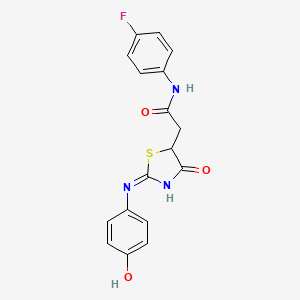 molecular formula C17H14FN3O3S B6034441 N-(4-fluorophenyl)-2-{(2E)-4-hydroxy-2-[(4-hydroxyphenyl)imino]-2,5-dihydro-1,3-thiazol-5-yl}acetamide 