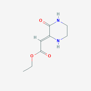 molecular formula C8H12N2O3 B060345 ethyl (2Z)-(3-oxopiperazin-2-ylidene)ethanoate CAS No. 170952-79-1