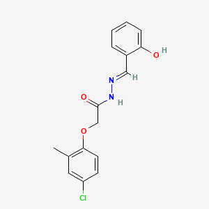 molecular formula C16H15ClN2O3 B603455 (E)-2-(4-chloro-2-methylphenoxy)-N'-(2-hydroxybenzylidene)acetohydrazide CAS No. 160257-61-4