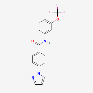 molecular formula C17H12F3N3O2 B603457 4-(1H-pyrazol-1-yl)-N-[3-(trifluoromethoxy)phenyl]benzamide CAS No. 1171786-57-4