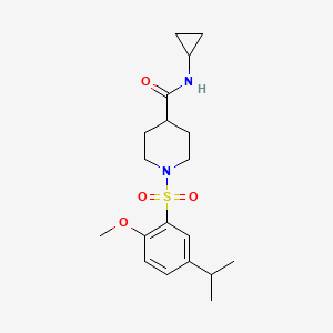 molecular formula C19H28N2O4S B6034581 N-CYCLOPROPYL-1-[2-METHOXY-5-(PROPAN-2-YL)BENZENESULFONYL]PIPERIDINE-4-CARBOXAMIDE 
