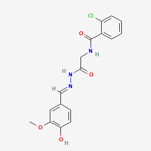 (E)-2-chloro-N-(2-(2-(4-hydroxy-3-methoxybenzylidene)hydrazinyl)-2-oxoethyl)benzamide