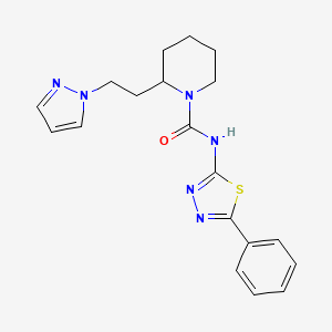 molecular formula C19H22N6OS B6034776 N-(5-phenyl-1,3,4-thiadiazol-2-yl)-2-(2-pyrazol-1-ylethyl)piperidine-1-carboxamide 
