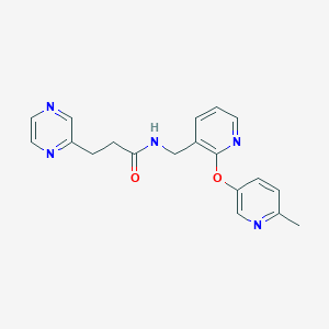 molecular formula C19H19N5O2 B6034934 N-[[2-(6-methylpyridin-3-yl)oxypyridin-3-yl]methyl]-3-pyrazin-2-ylpropanamide 