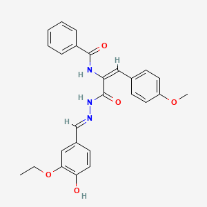 molecular formula C26H25N3O5 B6034955 N-[(1E)-1-{N'-[(E)-(3-Ethoxy-4-hydroxyphenyl)methylidene]hydrazinecarbonyl}-2-(4-methoxyphenyl)eth-1-EN-1-YL]benzamide 