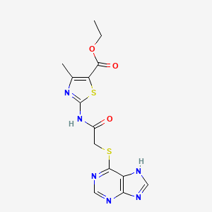 molecular formula C14H14N6O3S2 B603498 ethyl 4-methyl-2-{[(9H-purin-6-ylsulfanyl)acetyl]amino}-1,3-thiazole-5-carboxylate CAS No. 919409-22-6