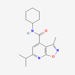 molecular formula C17H23N3O2 B6034983 N-cyclohexyl-3-methyl-6-(propan-2-yl)[1,2]oxazolo[5,4-b]pyridine-4-carboxamide 