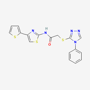 2-[(4-phenyl-4H-1,2,4-triazol-3-yl)sulfanyl]-N-[4-(2-thienyl)-1,3-thiazol-2-yl]acetamide