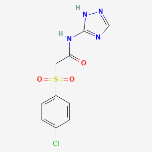 molecular formula C10H9ClN4O3S B603503 2-[(4-chlorophenyl)sulfonyl]-N-(1H-1,2,4-triazol-3-yl)acetamide CAS No. 1091722-05-2