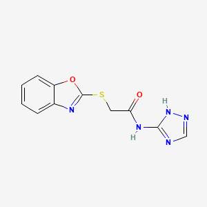 molecular formula C11H9N5O2S B603504 2-(1,3-benzoxazol-2-ylsulfanyl)-N-(1H-1,2,4-triazol-3-yl)acetamide CAS No. 1091716-32-3