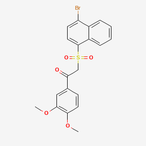 molecular formula C20H17BrO5S B603505 2-[(4-Bromo-1-naphthyl)sulfonyl]-1-(3,4-dimethoxyphenyl)ethanone CAS No. 1091531-54-2
