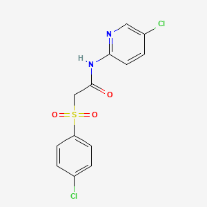 molecular formula C13H10Cl2N2O3S B603506 2-[(4-chlorophenyl)sulfonyl]-N-(5-chloro-2-pyridinyl)acetamide CAS No. 1091768-07-8