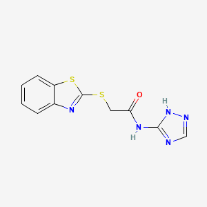 molecular formula C11H9N5OS2 B603507 2-(1,3-benzothiazol-2-ylsulfanyl)-N-(1H-1,2,4-triazol-3-yl)acetamide CAS No. 1091716-37-8