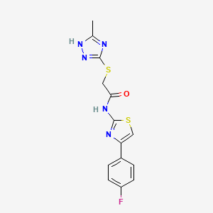 molecular formula C14H12FN5OS2 B603508 N-[4-(4-fluorophenyl)-1,3-thiazol-2-yl]-2-[(5-methyl-4H-1,2,4-triazol-3-yl)sulfanyl]acetamide CAS No. 1091689-17-6