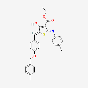 molecular formula C29H27NO4S B6035080 ethyl 5-{4-[(4-methylbenzyl)oxy]benzylidene}-4-oxo-2-(4-toluidino)-4,5-dihydro-3-thiophenecarboxylate 