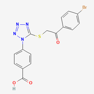 molecular formula C16H11BrN4O3S B603515 4-(5-{[2-(4-bromophenyl)-2-oxoethyl]sulfanyl}-1H-tetraazol-1-yl)benzoic acid CAS No. 1091751-14-2