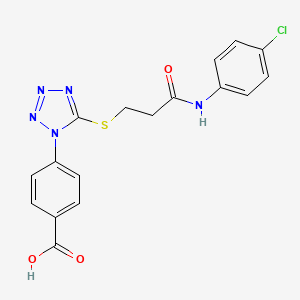 molecular formula C17H14ClN5O3S B603516 4-(5-{[3-(4-chloroanilino)-3-oxopropyl]sulfanyl}-1H-tetraazol-1-yl)benzoic acid CAS No. 1091552-23-6