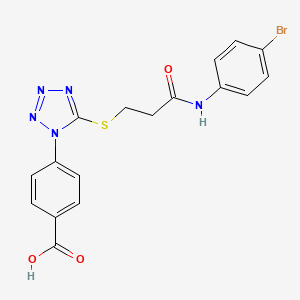 molecular formula C17H14BrN5O3S B603517 4-(5-{[3-(4-bromoanilino)-3-oxopropyl]sulfanyl}-1H-tetraazol-1-yl)benzoic acid CAS No. 1091703-10-4