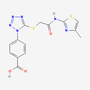 molecular formula C14H12N6O3S2 B603518 4-[5-({2-[(4-methyl-1,3-thiazol-2-yl)amino]-2-oxoethyl}sulfanyl)-1H-tetraazol-1-yl]benzoic acid CAS No. 1091751-61-9