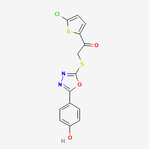 molecular formula C14H9ClN2O3S2 B603522 1-(5-Chloro-2-thienyl)-2-{[5-(4-hydroxyphenyl)-1,3,4-oxadiazol-2-yl]sulfanyl}ethanone CAS No. 1091758-96-1