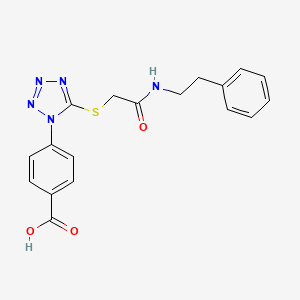 molecular formula C18H17N5O3S B603524 4-[5-({2-oxo-2-[(2-phenylethyl)amino]ethyl}sulfanyl)-1H-tetraazol-1-yl]benzoic acid CAS No. 1091582-21-6