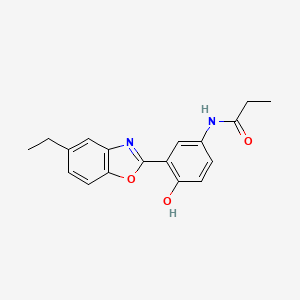 molecular formula C18H18N2O3 B603533 N-[3-(5-ethyl-1,3-benzoxazol-2-yl)-4-hydroxyphenyl]propanamide CAS No. 925130-65-0