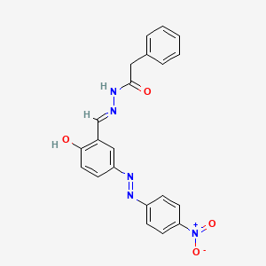 molecular formula C21H17N5O4 B6035374 N'-[(E)-{2-hydroxy-5-[(E)-(4-nitrophenyl)diazenyl]phenyl}methylidene]-2-phenylacetohydrazide 
