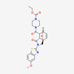 molecular formula C24H26N4O6S B603539 Ethyl 4-{[3-(5-methoxy-1,3-benzothiazol-2-yl)-4-oxo-10-oxa-3-azatricyclo[5.2.1.0~1,5~]dec-8-en-6-yl]carbonyl}-1-piperazinecarboxylate CAS No. 1212479-19-0
