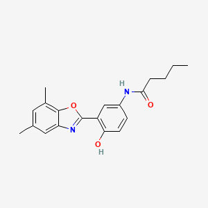 molecular formula C20H22N2O3 B603540 N-[3-(5,7-dimethyl-1,3-benzoxazol-2-yl)-4-hydroxyphenyl]pentanamide CAS No. 921163-34-0