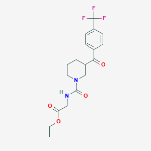 molecular formula C18H21F3N2O4 B6035547 ethyl N-({3-[4-(trifluoromethyl)benzoyl]-1-piperidinyl}carbonyl)glycinate 
