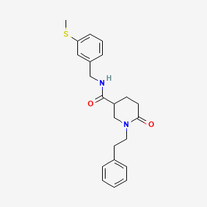 molecular formula C22H26N2O2S B6035606 N-[3-(methylthio)benzyl]-6-oxo-1-(2-phenylethyl)-3-piperidinecarboxamide 